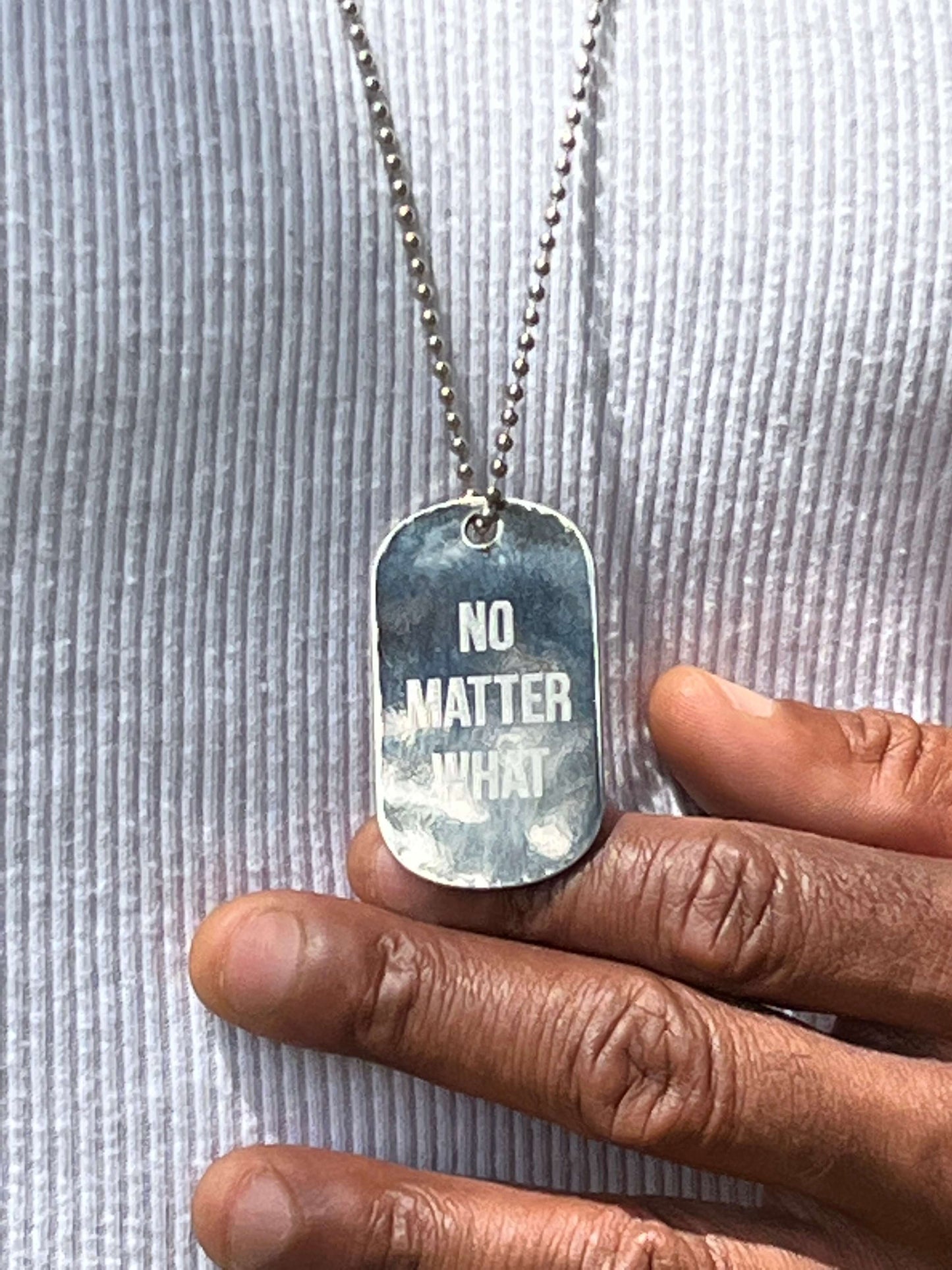 Diamond Engraved Dog Tag Necklace
