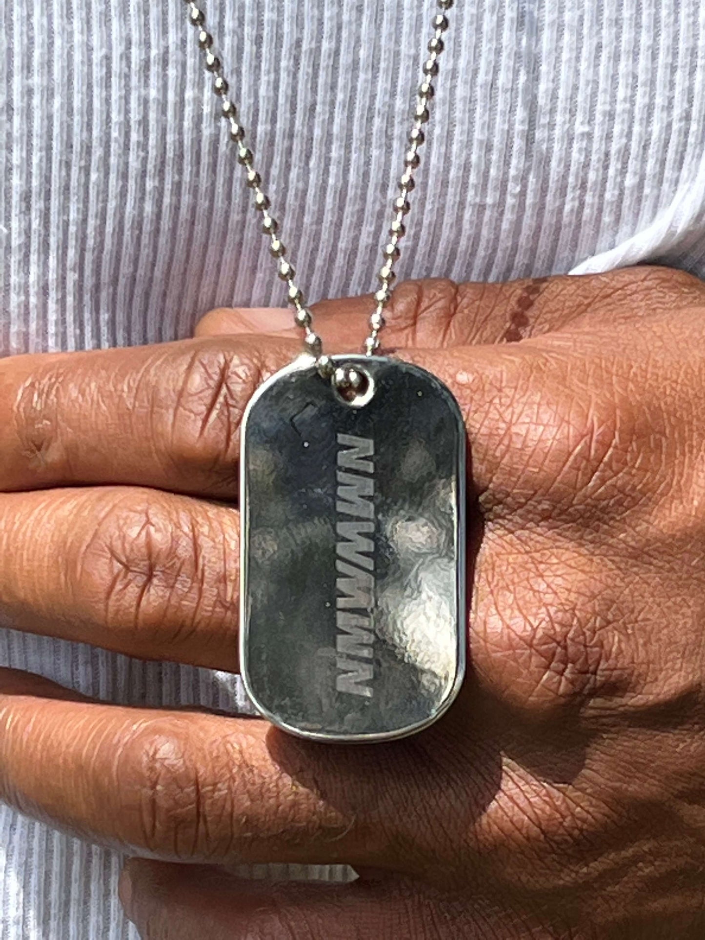 Diamond Engraved Dog Tag Necklace